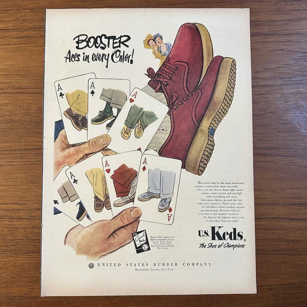 1951 Original Magazine Ad KEDS Shoes Booster Aces in Every Color
